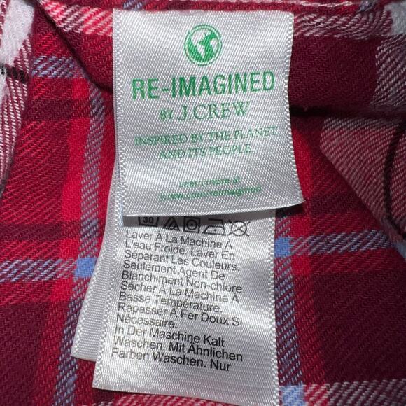 J.Crew women’s size medium plaid Flannel long sleeve button front pajama top - Picture 6 of 7